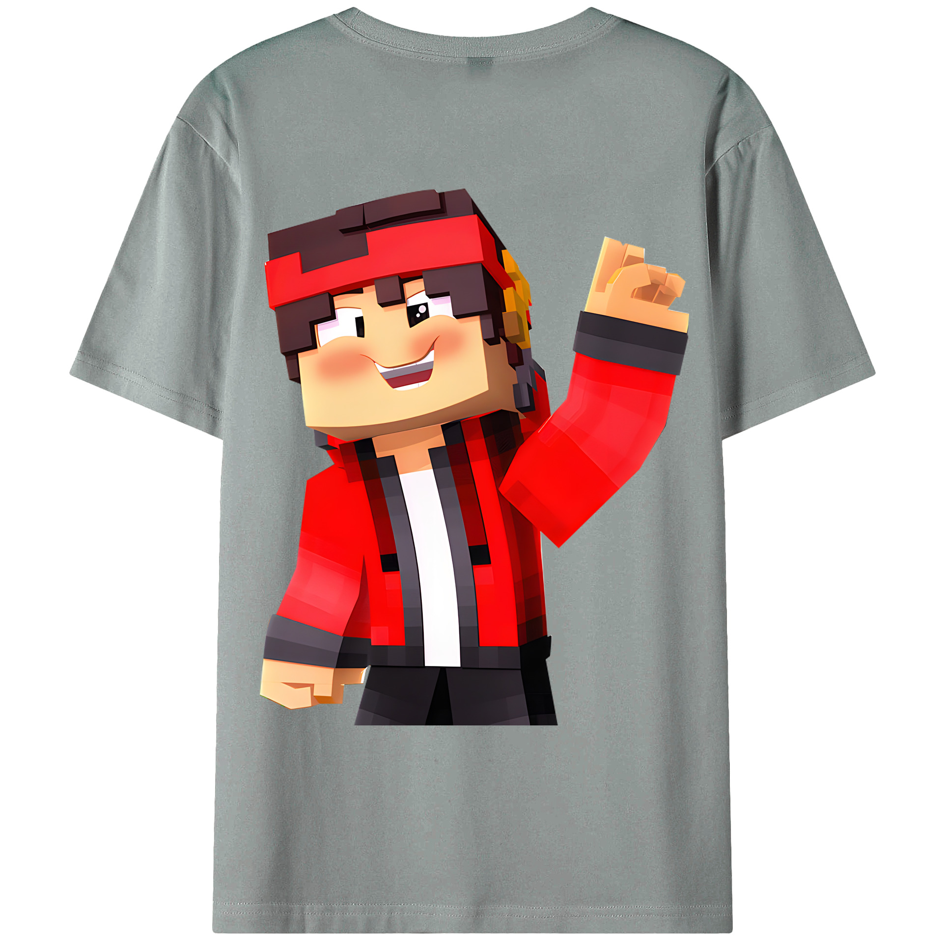 （画像用） マインクラフト ブロックの世界 Minecraft MC Block world 綿100％ メンズ半袖Tシャツ（バックプリント） 通気性